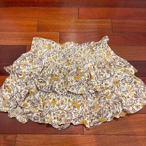 Gold and Brown High Waisted Ruffle Mini Skirt